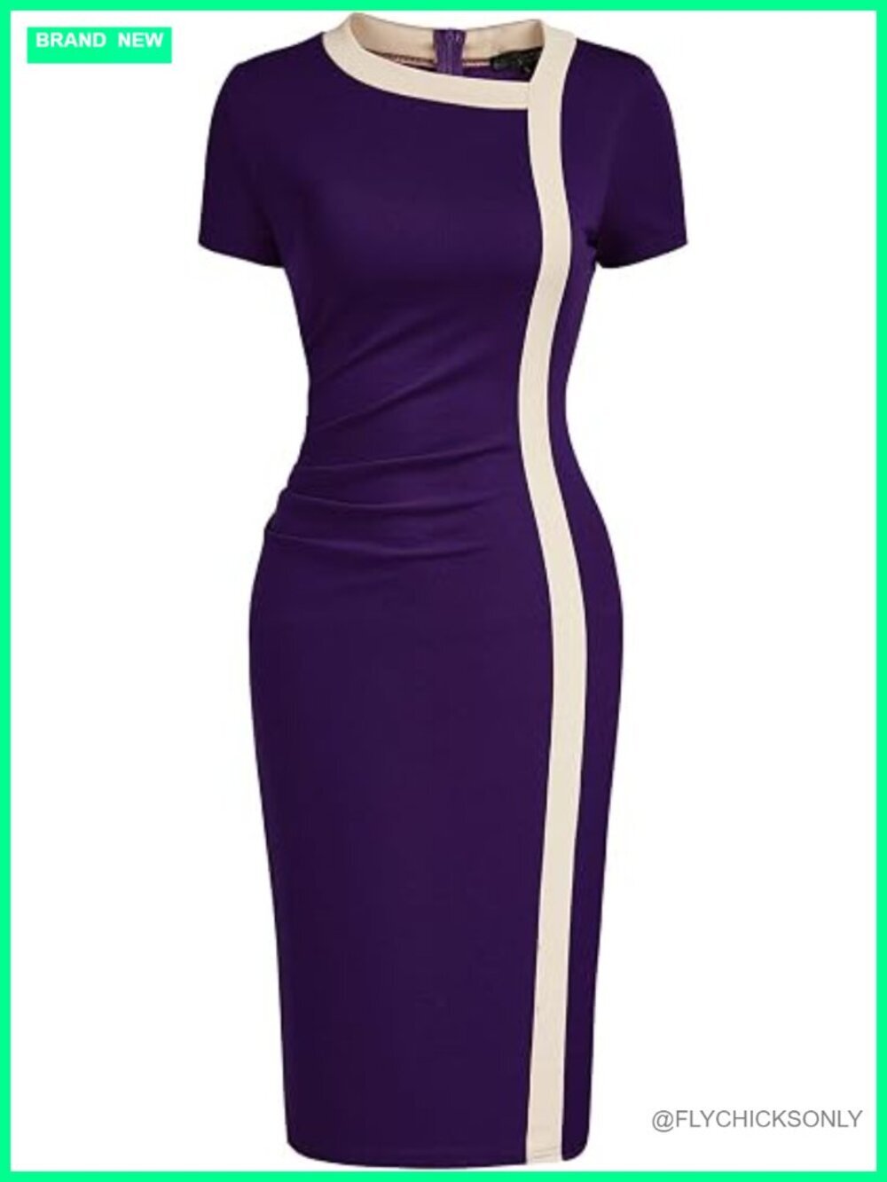 Vintage Ruffle Splicing Work Church Pencil Dress Midi